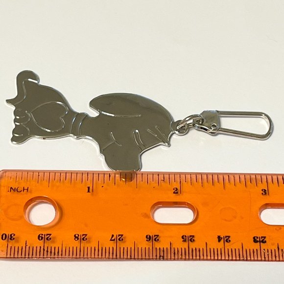 Vintage Snoopy Dog Keychain Keyring Zipper Pull Purse Charm Silver Tone Peanuts - Picture 8 of 8